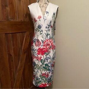 New York & Company Floral Midi Dress - White and Red